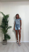 SUSYMIX - 10259 - T-SHIRT VISCOSA SCOLLO SHIFFER RIGATA