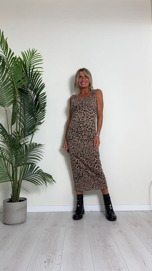 PLEASE - G0HECYR000 - GONNA LUNGA POLIVISCOSA ELASTICCIZZATA, ELASTICO VITA, FANTASIA ANIMALIER