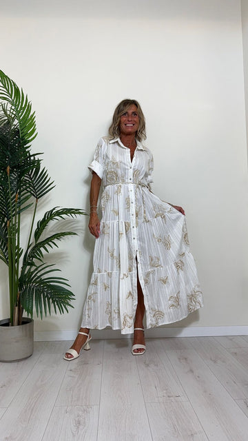 DAFNE - MC32.274P43 - ABITO CHEMISIER COTONE CON RICAMO E CINTURINA INTRECCIATA