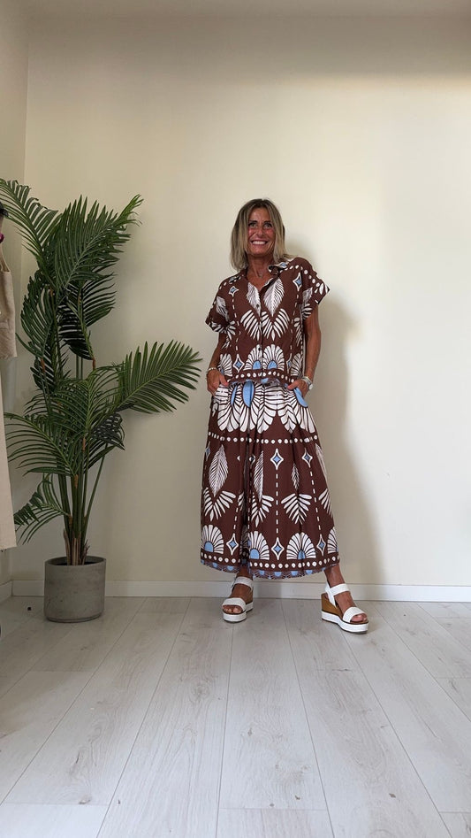 GIORGIA & JHONS - 60507SS24 - CAMICIA MUSSOLA COTONE STAMPA ETNICA