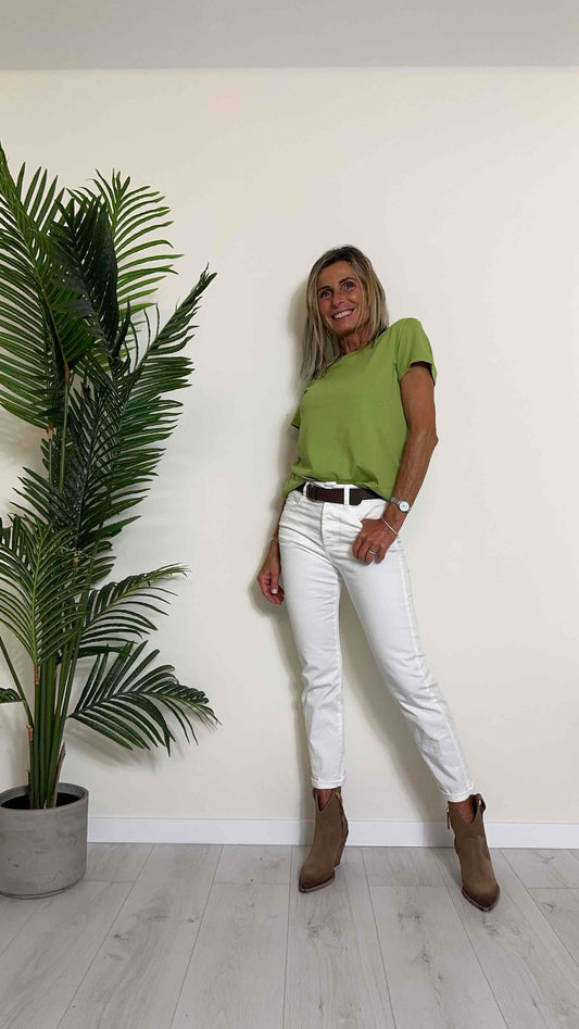 PLEASE - P2TDCV9N3N - PANTALONE COTONE, STRAIGHT LEG, EL. DIETRO CON CINTURA
