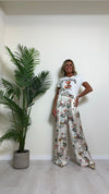VICOLO - TB2238 - PANTALONE VISCOSA PALAZZO FANTASIA FIORI DI CAMPO CON PINCES