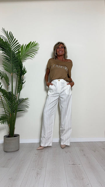 TWEED - K5454P19 - T-SHIRT VISCOSA(95%)  STAMPA "JE MEN FOUS J'ADORE"