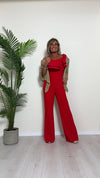 GIORGIA & JHONS - 60277SS24 - JUMPSUIT (TUTA) CADY STRAPLES CON VOLANT E ZIP ORO RETRO