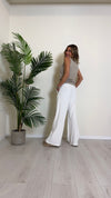 CELLOFUN - 2423P - PANTALONE CINIGLIA A PALAZZO, VITA ELASTICATA CON COULISSE