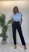 IMPERIAL - P1C0HGC - PANTALONE FLUIDO, VITA ELASTICA CON NERVATURA E RISVOLTINO ORLO