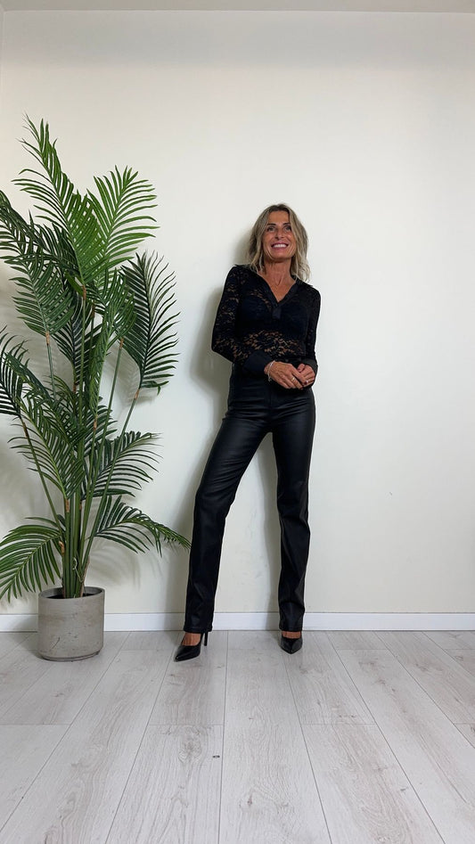 DAFNE - V8199P24 - BODY PIZZO COLLO E POLSI CAMICIA POPELINE