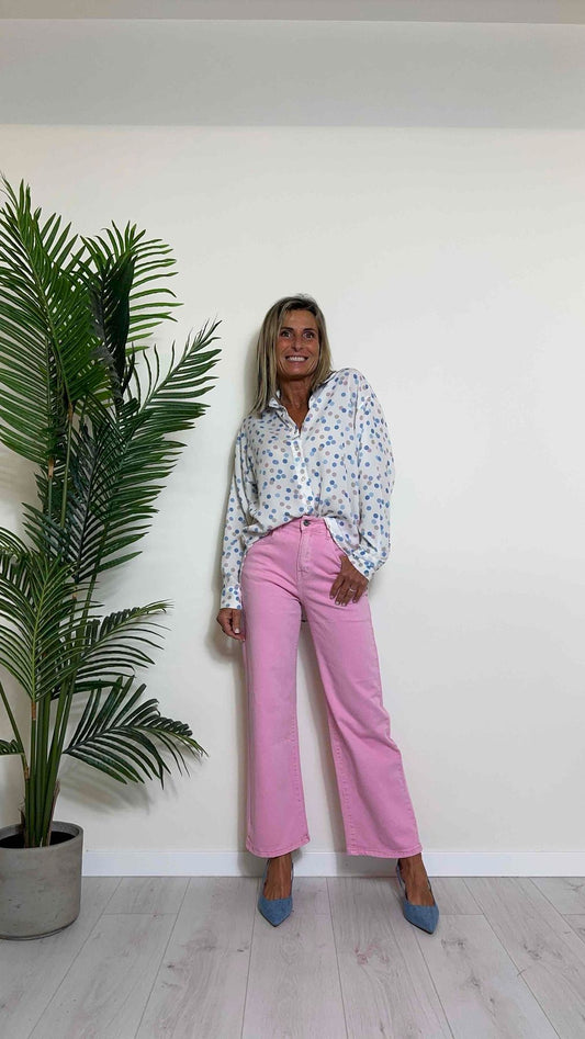 DAFNE - 6941P29 - PANTALONE PALAZZO CROPPED, COTONE TINTO CAPO