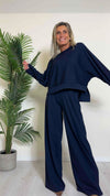 VICOLO - TB0908 - PANTALONE PALAZZO 70% VISCOSA ELASTICO VITA
