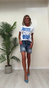 DAFNE - 252PEP13 - T-SHIRT COTONE STAMPA PENNELLATE