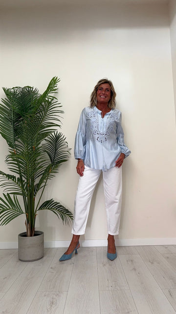 DAFNE - ST9128P29 - CAMICIA VISCOSA INSERTO PIZZO SANGALLO CON NAPPINE