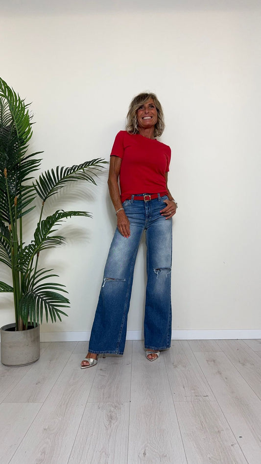 PLEASE - P202CJGPEH - JEANS BOOTCUT CON ROTTURE