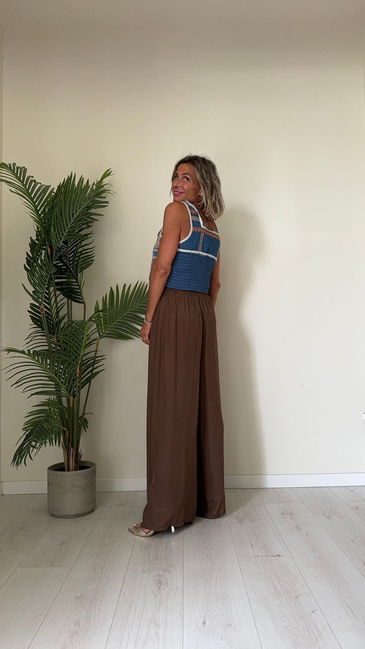 DAFNE - FY6605P24 - TOP DENIM RICAMATO CON BOTTONCINI