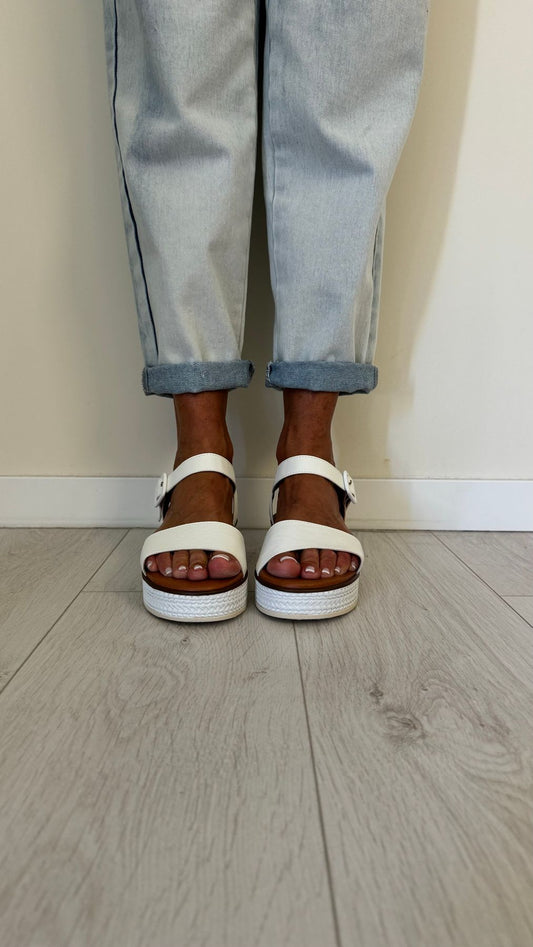 DIVINE FOLLIE - 101P30 - SANDALI PELLE PLATEAU INTRECCIATO 3,5 CM