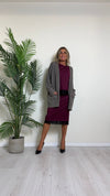 DAFNE - 9370P32 - CARDIGAN LUNGO VISCOSA DOPPIATA CON TRECCIA BORDO E MANICHE, CON TASCHE