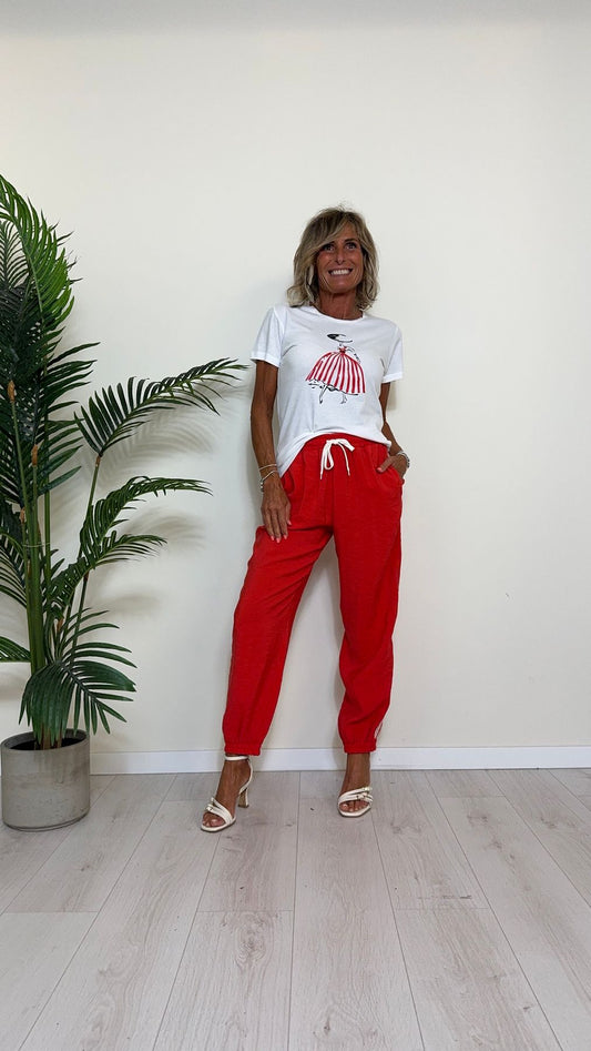 PLEASE - T7663PE318 - T-SHIRT COTONE STAMPA DONNA CON ABITO RIGHE