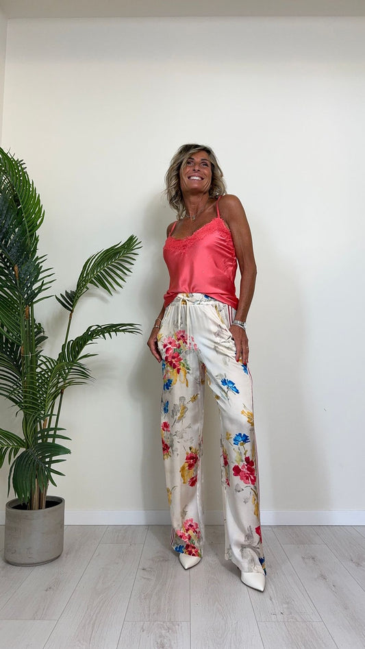 GIORGIA & JHONS - 60069SS24 - TOP RASO CON PIZZO E MICRO BORCHIETTE