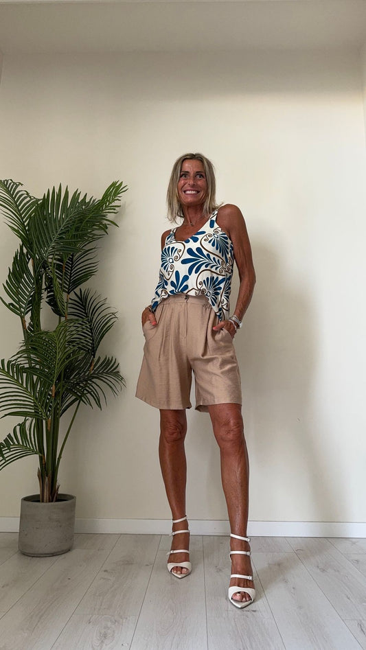 GIORGIA & JHONS - 60470SS24 - TOP 100%VISCOSA STAMPA FOGLIE STILIZZATE CON BRATELLINE