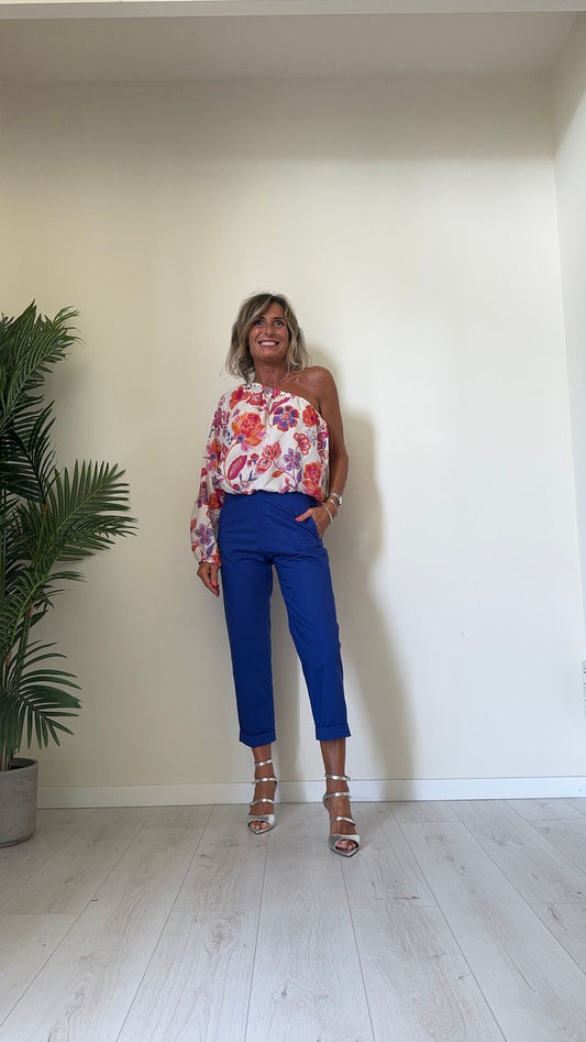 IMPERIAL - R9990081R - TOP MONOSPALLA IN MUSSOLA DI COTONE FANTASIA FLOWERS