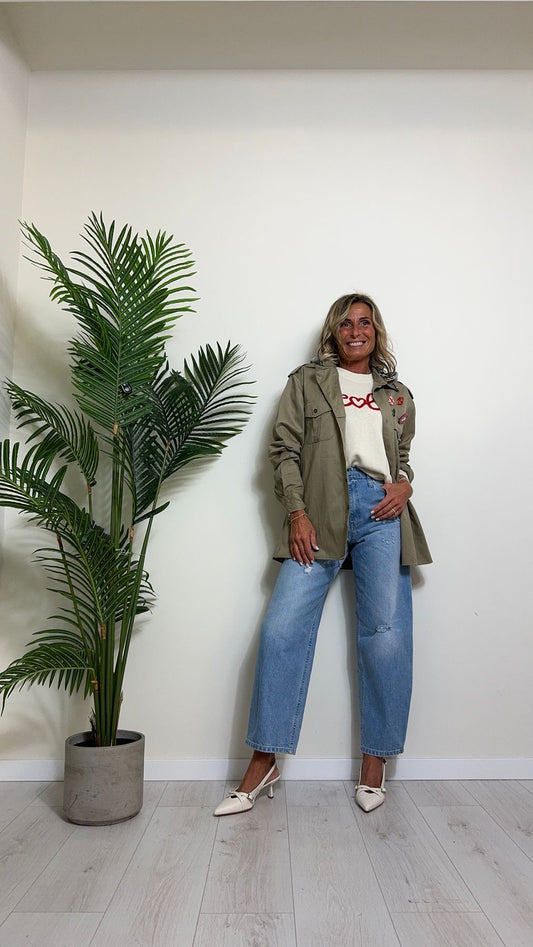 SUSYMIX - 24156M - GIACCA/CAMICIA CAPPUCCIO ANIMALIER STACCABILE CON SPILLE E STAMPA RETRO
