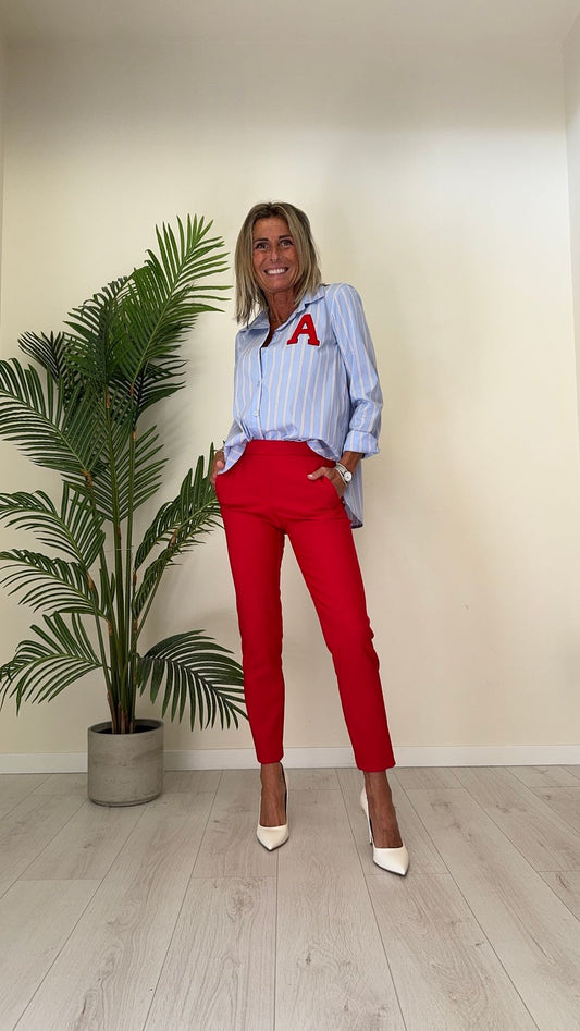 SUSYMIX - 24547 - CAMICIA COTONE GESSATA STAMPA IN RILIEVO APPLICATA E STAMPA RETRO