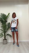 DAFNE - 252LEP13 - T-SHIRT COTONE STAMPA LEONE E FIORI