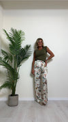 VICOLO - TB2238 - PANTALONE VISCOSA PALAZZO FANTASIA FIORI DI CAMPO CON PINCES