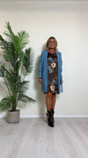 DAFNE - 9142P33 - CARDIGAN LUNGO PUNTO RISO CON FRANGE