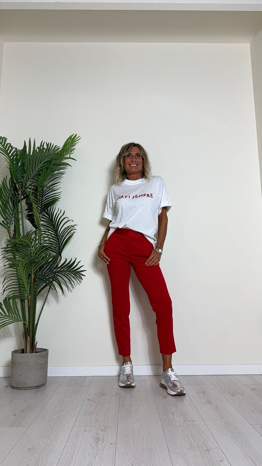 IMPERIAL - TV76IGTSAS - T-SHIRT COTONE "AMATI SEMPRE" CON STRASS, FIT AMPIO