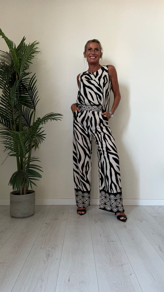 DAFNE - U5761P29 - PANTALONE FANTASIA SAFARI, VITA ELASTICATA, TASCHE A FILO, 100%VISCOSA