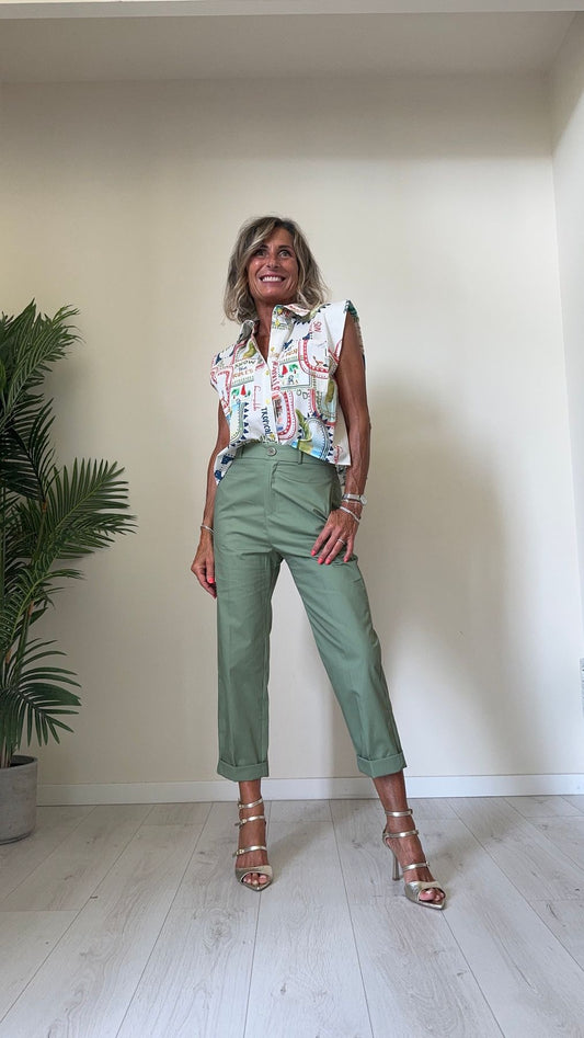 IMPERIAL - CMA9HRG - CAMICIA COTONE, FANTASIA, SMANICATA CON TASCHINE E BUGIA RETRO