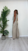 DAFNE - 205.201P45 - COMPLETO GILET+PANTALONE PALAZZO CON CINTURA 55%LINO 45%VISCOSA