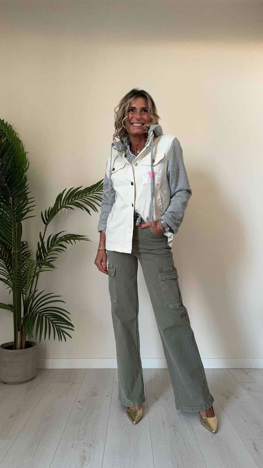 DAFNE - 523607EP39 - GIACCA INSERTI FELPA CON CAPPUCCIO STACCABILE E STAMPA RETRO