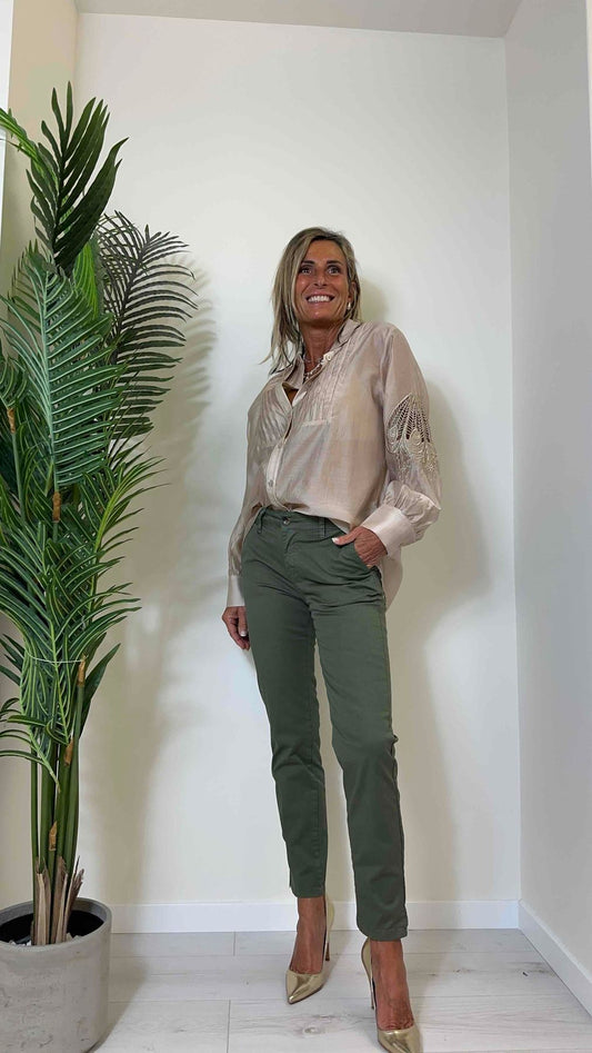 DAFNE - 822243P27 - PANTALONE SLIM FIT CON SPACCHETTI IN COTONE ELASTICIZZATO
