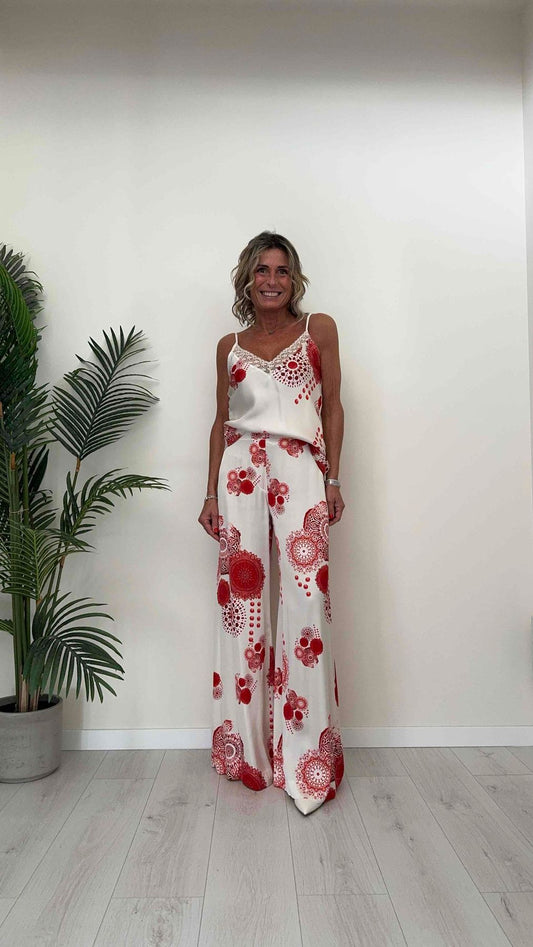 GIORGIA & JHONS - 60239SS24 - PANTALONE 1005VISCOSA, PALAZZO, FANTASIA, ELASTICO DIETRO