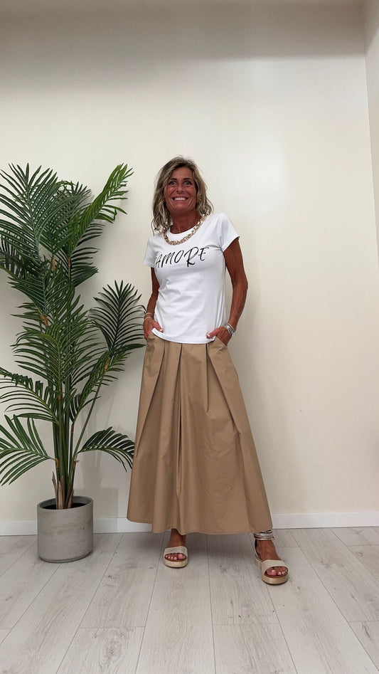 DAFNE - 253CAP15 - T-SHIRT COTONE CON CATENA STACCABILE E PERLA + STAMPA