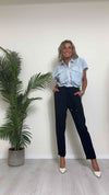 IMPERIAL - P1C0HGC - PANTALONE FLUIDO, VITA ELASTICA CON NERVATURA E RISVOLTINO ORLO