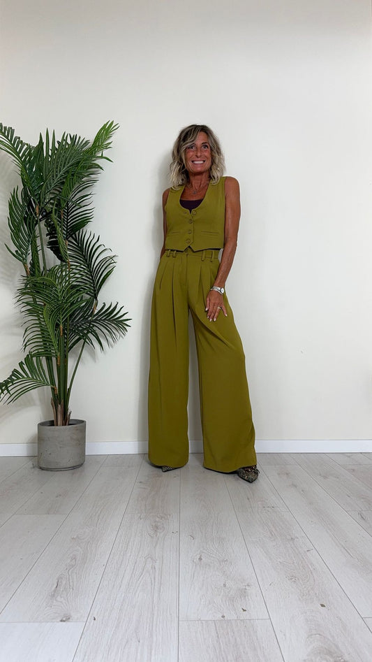 PLEASE - P975FF39L - PANTALONE AMPIO CON PINCES E PASSANTI, FLUIDO