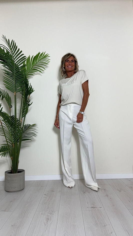 TWEED - D1128P19 - T-SHIRT VISCOSA(95%) STAMPA BELIEVE IN TONALITA'