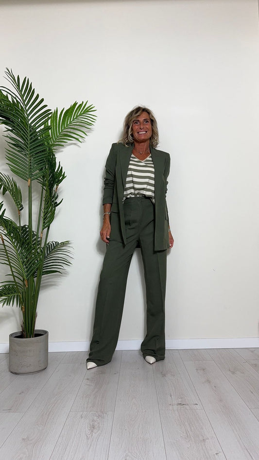 GIORGIA & JHONS - 60368SS24 - PANTALONE PALAZZO VISCOSA(62%)/LINO(38%) CON PIEGA