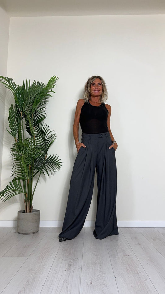 TENSIONE IN - AN6540BIS-TT - PANTALONE POLIVISCOSA AMPIO CON DUE PINCES
