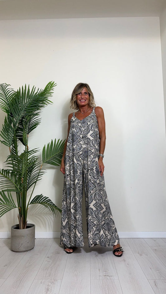 DAFNE - TU170P29 - JUMPSUIT (TUTA) 100%VISCOSA FANTASIA CON ELASTICO RETRO