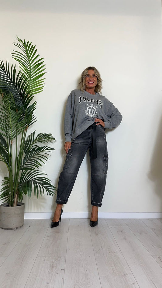 SUSYMIX - KJ0111 - JEANS CARGO CON CINTURA, ROTTURE E ABRASIONI