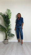 VENTISEI - 220102 - CAMICIA DENIM ELASTICIZZATA CON TASCHINE E BOTTONCINI  A PRESSIONE
