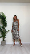 VICOLO - TB1348 - GONNA 100%VISCOSA, FANTASIA LEOPARD, TAGLIO SBIECO