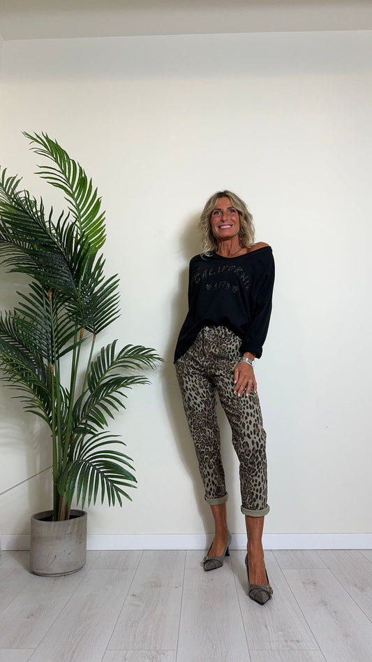 DAFNE - 822663P29 - PANTALONE ANIMALIER IN COTONE MANOPESCA, SLIM FIT