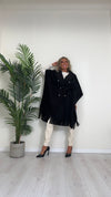CELLOFUN - 2436CP - CAPPOTTO/MANTELLA CON FRANGE, FUSCIACCA STACCABILE E BOTTONI MILITARY