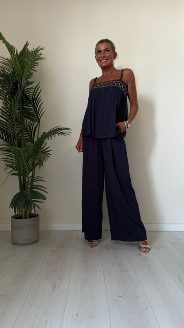 DAFNE - U11067P25 - TOP SPALLINE CON GRECA RICAMATA 100%VISCOSA