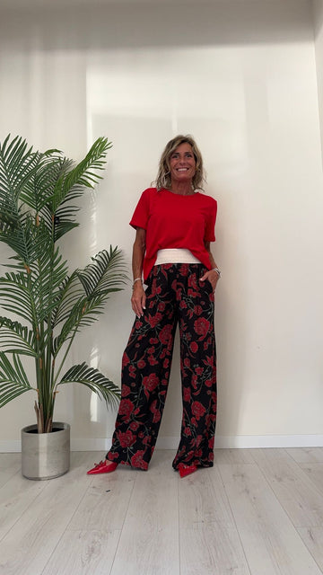 DAFNE - MP87309BP29 - PANTALONE PFANTASIA, PALAZZO IN VISCOSA CON FASCIONCINO ELASTICO