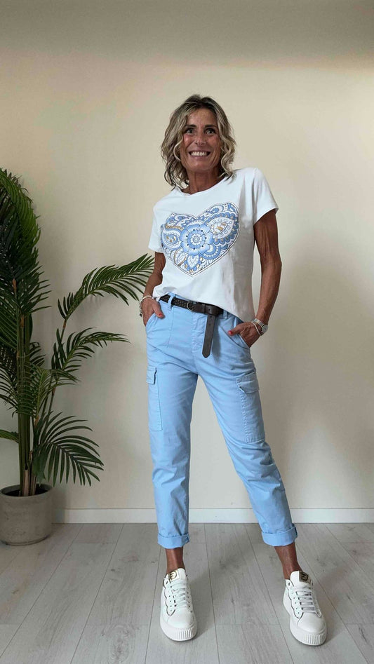 DAFNE - 718142CUP13 - T-SHIRT COTONE STAMPA CUORE GOMMATO ORO